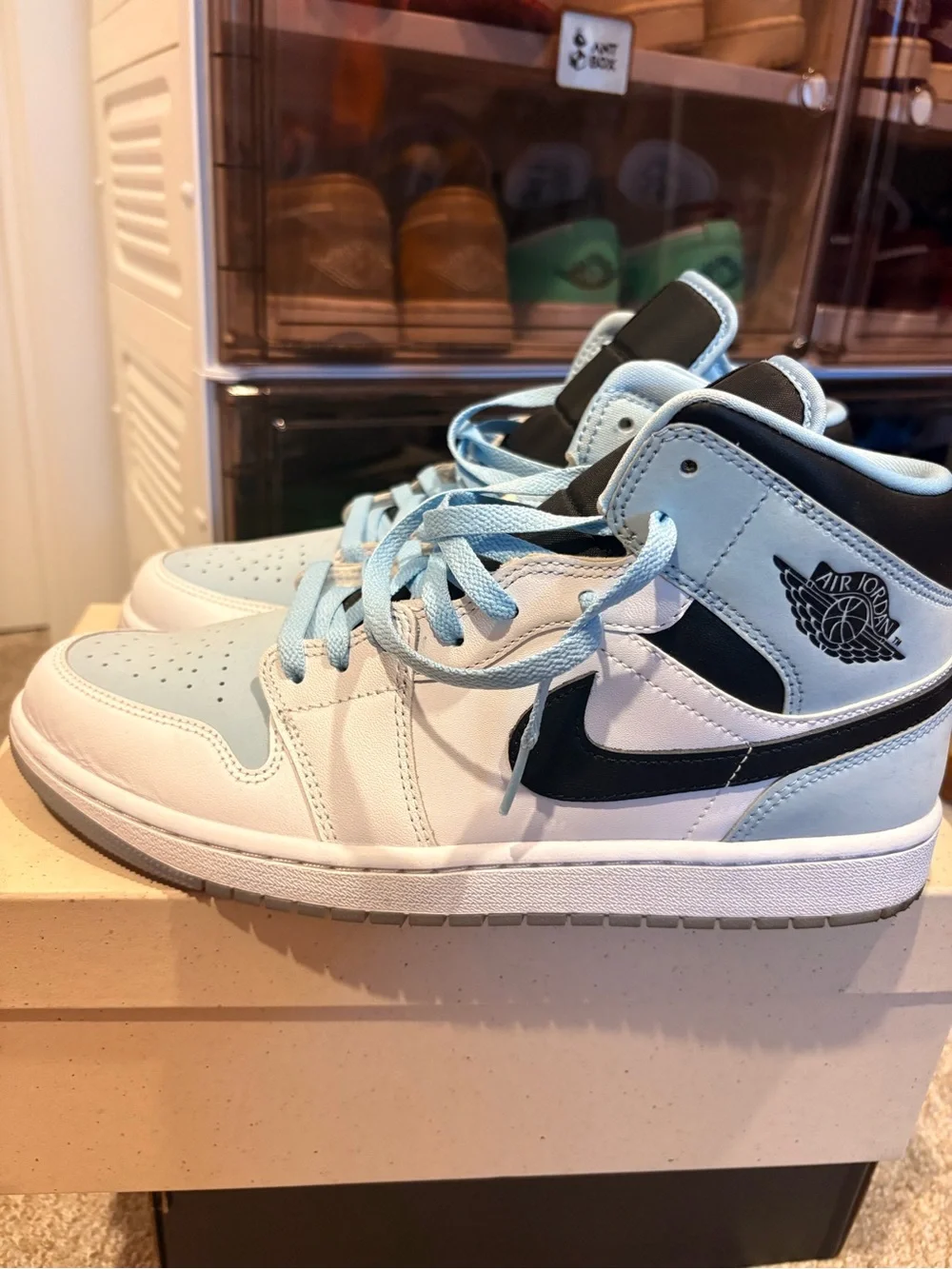 Men’s Jordan 1s Light Blue, Black, White